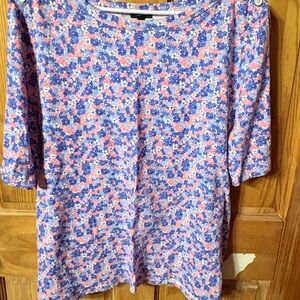 Talbots Floral Short Sleeve Top - Pink and Blue